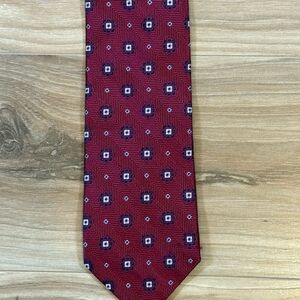 Bruno Piattelli Red Silk Tie 3.25” Handmade Medallion